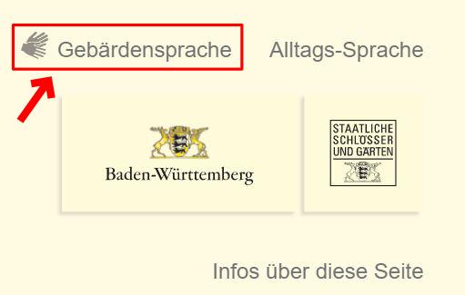 Screenshot: Staatliche Schlösser und Gärten Baden-Württemberg Screenshot "Gebärdensprache"