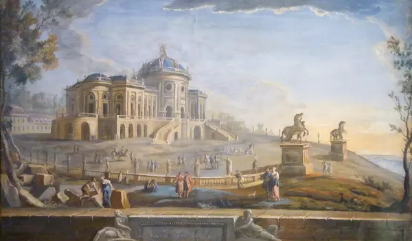 Foto: Wikimedia Commons, gemeinfrei Schloss Solitude, Gemälde von Jean Adrien Claude Servadoni, um 1765