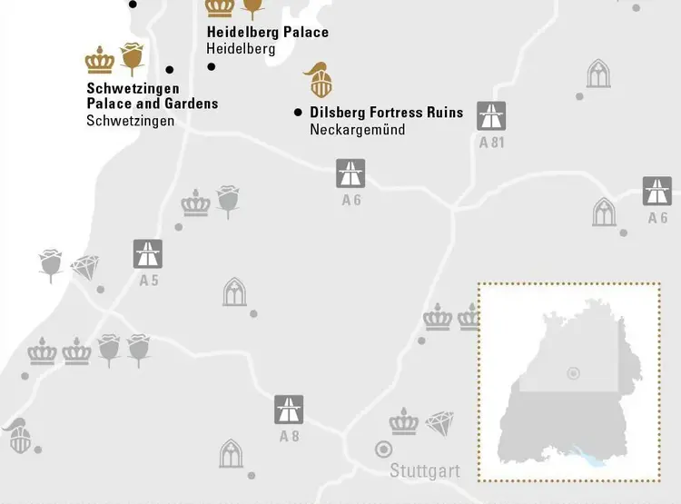 Illustration: Staatliche Schlösser und Gärten Baden-Württemberg, JUNG Kommunikation GmbH Proud residences of the Electoral Palatinate
