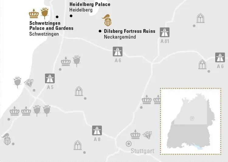 Illustration: Staatliche Schlösser und Gärten Baden-Württemberg, JUNG Kommunikation GmbH Proud residences of the Electoral Palatinate